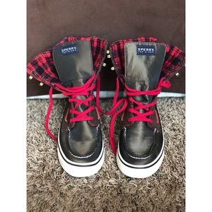 Sperry✨Brown/Plaid Fold-Over Boots